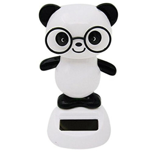 Statuetta Oscillante Ad Energia Solare Panda Occhiali Dondolo Movimento Per Auto