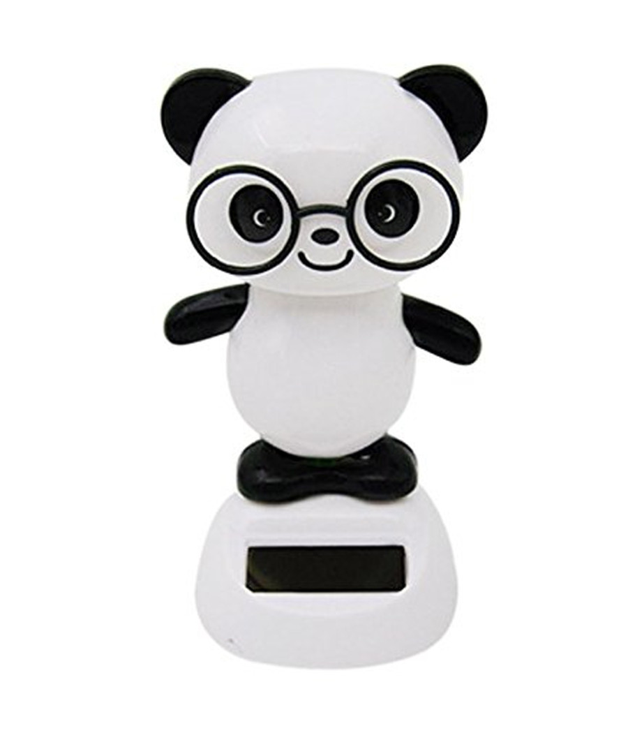 Statuetta Oscillante Ad Energia Solare Panda Occhiali Dondolo Movimento Per Auto
