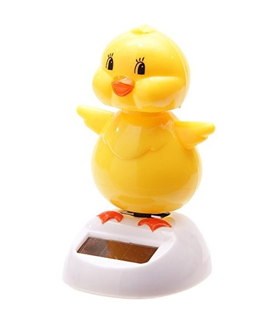 Statuetta Oscillante Ad Energia Solare Pulcino Giallo Dondolo Movimento Per Auto
