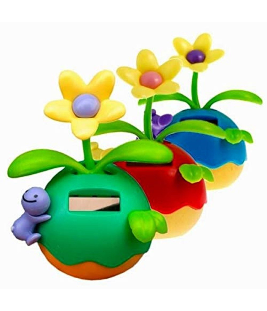 Statuetta Oscillante Ad Energia Solare Vaso Fiore Margherita Dondolo Movimento Auto