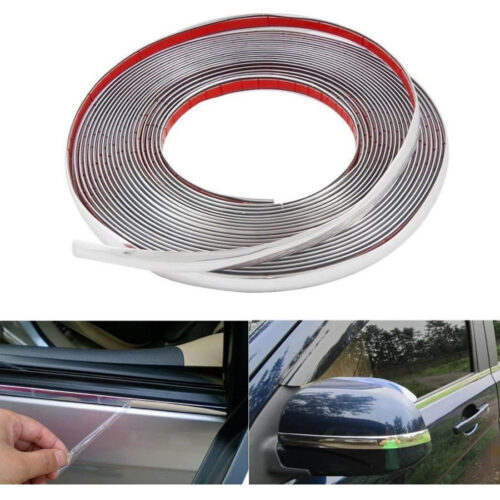 Strisce Cromate Auto 10mmx5mt Universale Portiera Paraurti Protezione Autoadesiva