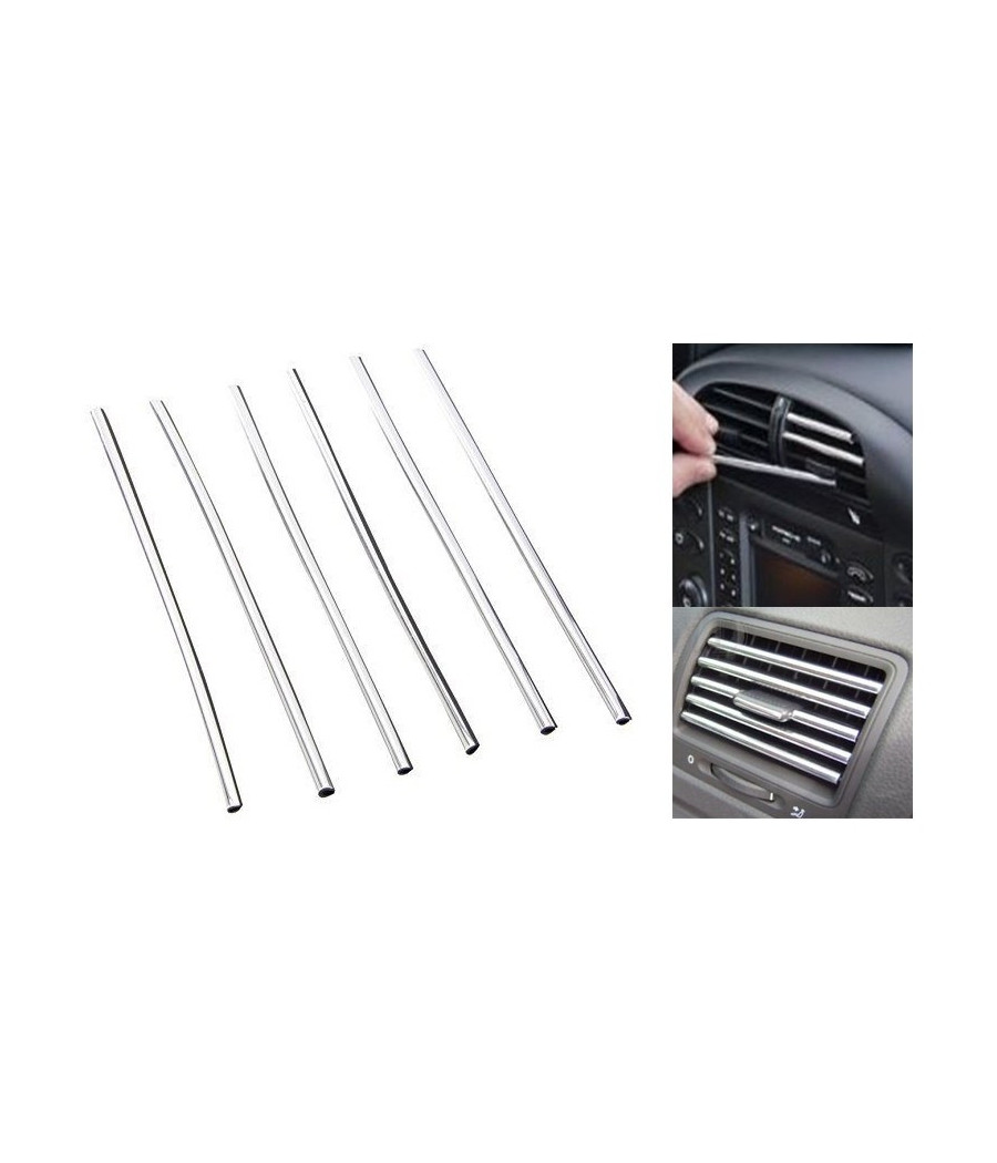 Strisce Cromate Universali Per Bocchetta Aria Condizionata Auto Macchina 21.5 Cm