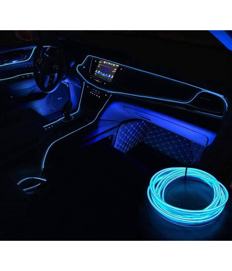 Striscia Led Fluorescente Blu Neon 12v 14w Illuminazione Luci Ambiente Auto