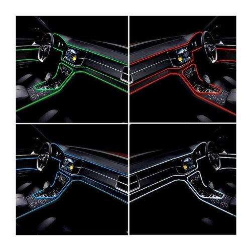 Striscia Strip Led Per Interni Auto A 12v Fibra Ottica Luce Decorativa Atmosfera