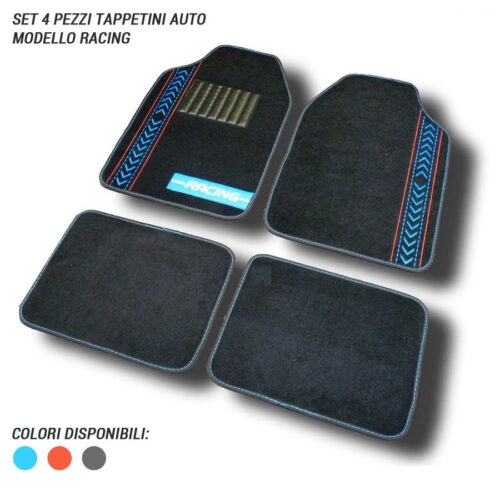 Tappetini Per Auto Universali Antiscivolo Set Tappeti 4pz. 3 Colori Racing