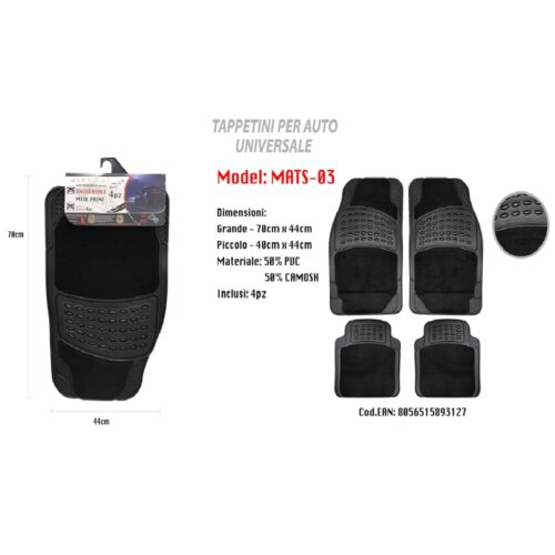 Tappetino Universale Da Auto Pvc Camoscio Anteriore Posteriore 4pz Maxtech Mats-03