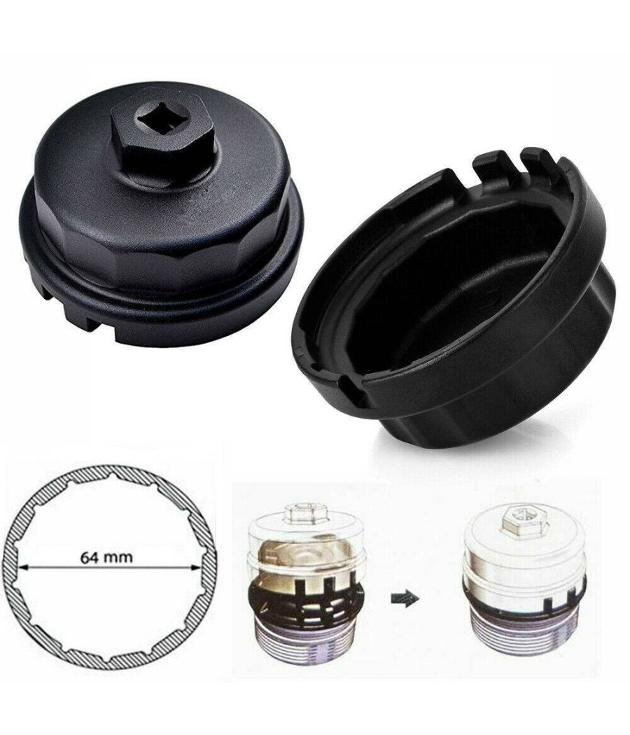 Tappo Chiave A Tazza Per Rimozione Filtro Olio Versione 14 Flap Cap2 3/8" 64mm