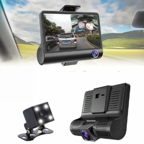 Telecamera Dvr Per Auto Camper Full Hd 1080p 3 Telecamere Interna Esterna Lcd 4′