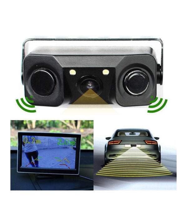 Telecamera Retromarcia Con Sensore Di Parcheggio 2 Led Angolo 170° Notturna