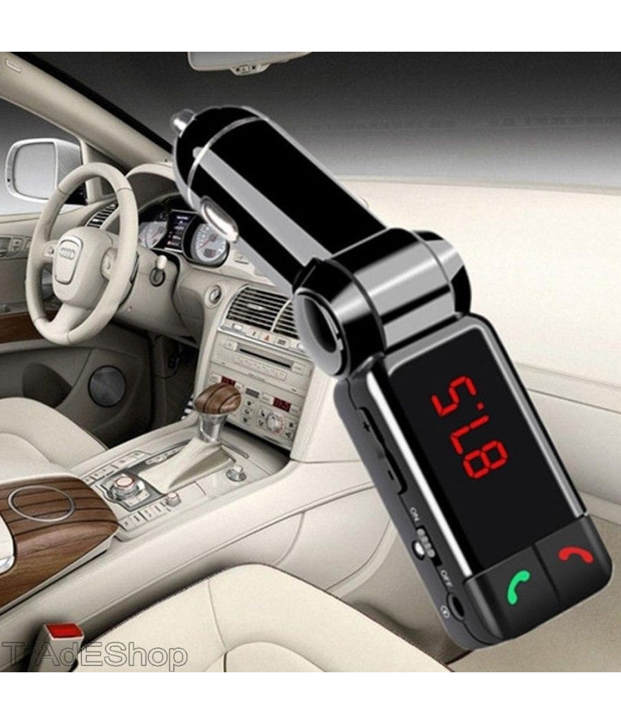 Trasmettitore Bluetooth Vivavoce Con Display Fm Lettore Mp3 Usb Modulatore Auto