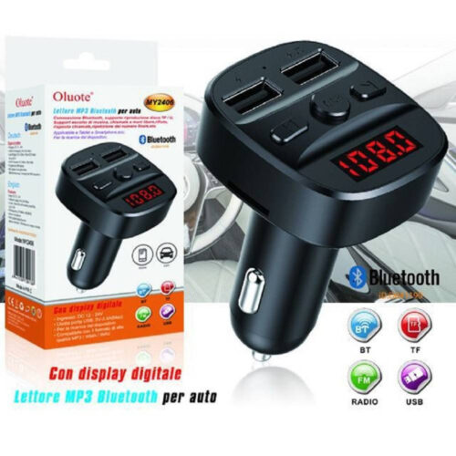 Trasmettitore Fm Bluetooth Per Auto 2 Porte Usb Led Tf Wma Lettore Mp3 My2406