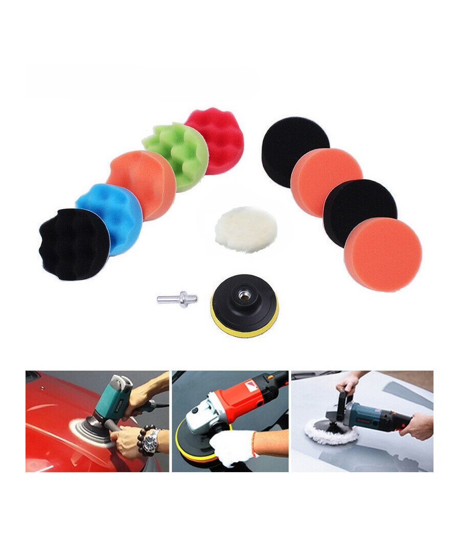 12 Pz Kit Di Spugne Lucidanti Con Adattatore Per Lucidatura Auto 5" Platorello - immagine 2