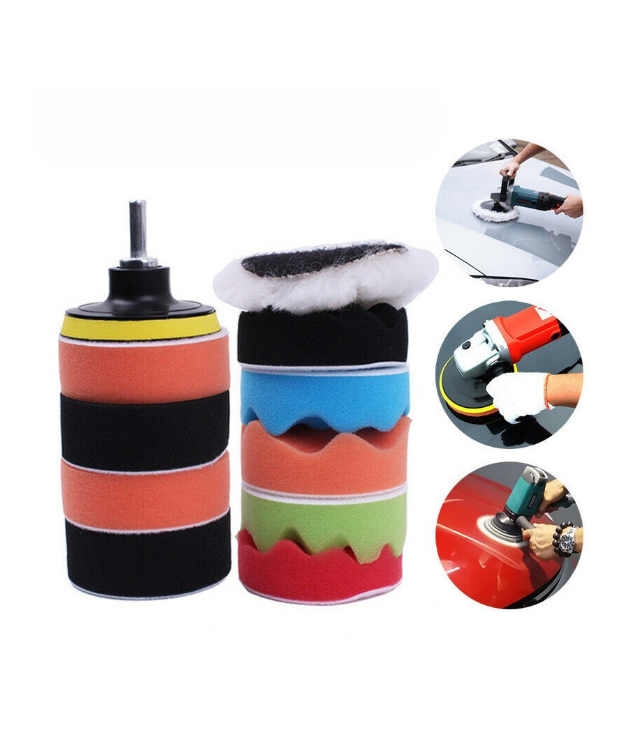 12 Pz Kit Di Spugne Lucidanti Con Adattatore Per Lucidatura Auto 5" Platorello - immagine 3