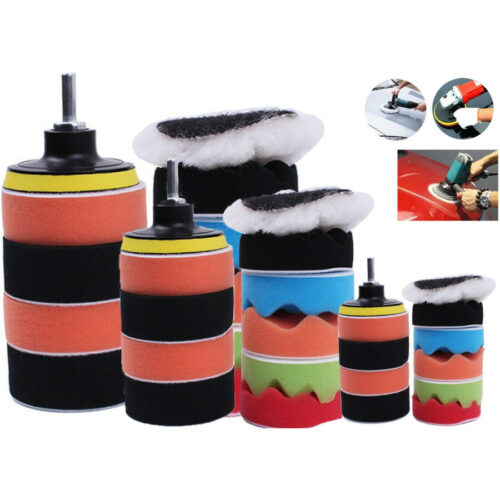 12 Pz Kit Di Spugne Lucidanti Con Adattatore Per Lucidatura Auto 6″ Platorello