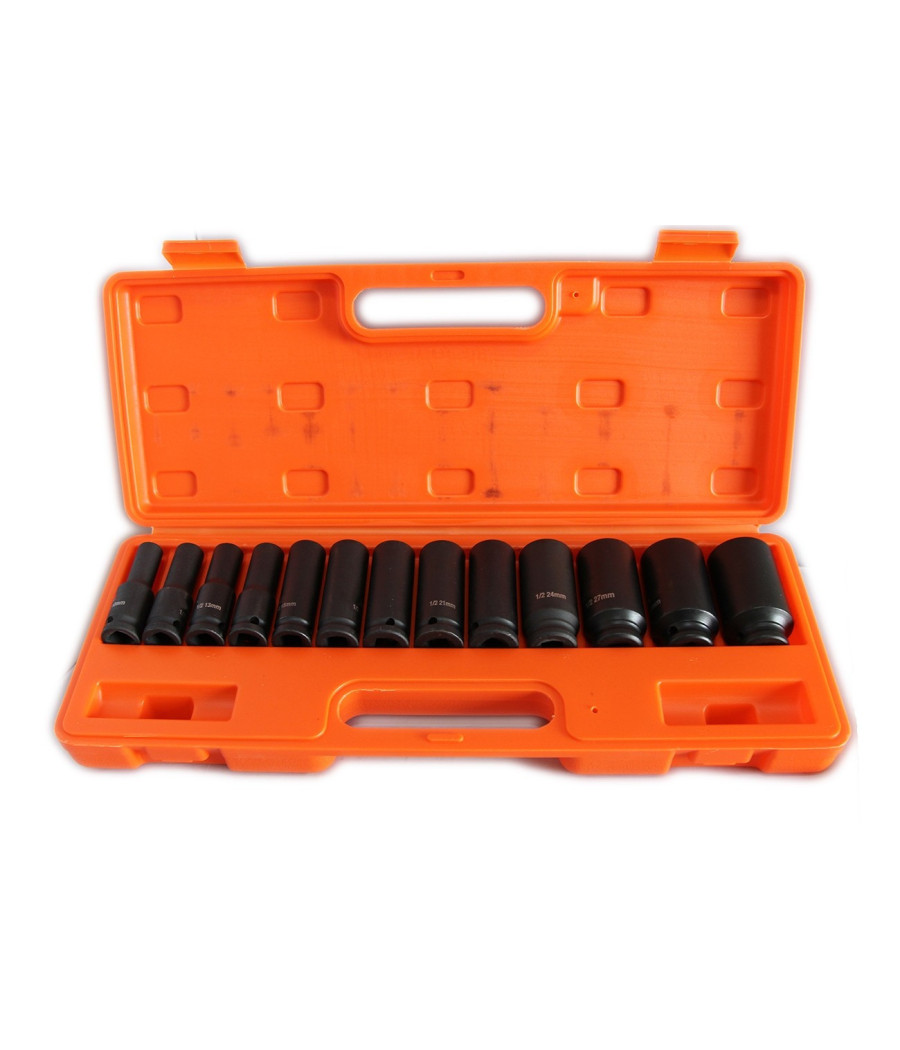 15 Bussole Per Pistola Avvitatore Pneumatica Esagonali Attacco 1/2" Da 10-32 Mm - immagine 2