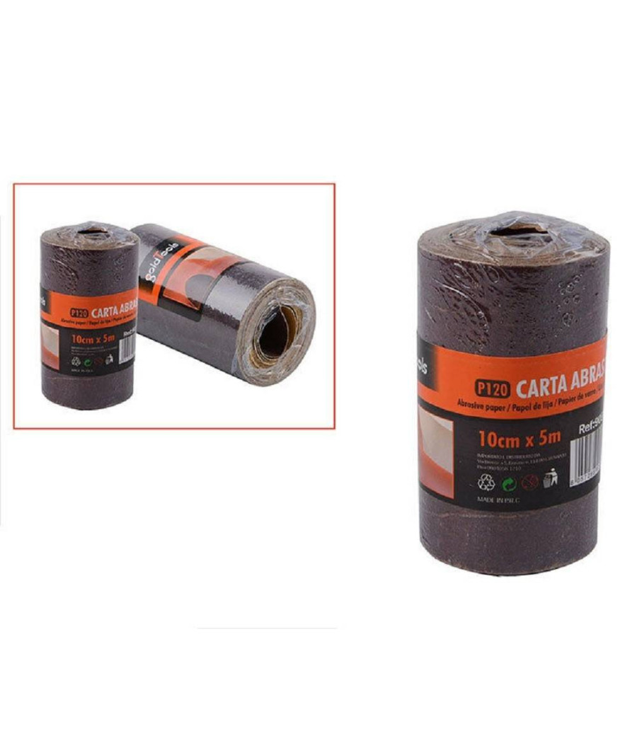 2 Rotoli Carta Vetrata Abrasiva 5 Metri Grana P120 Levigare Smussare