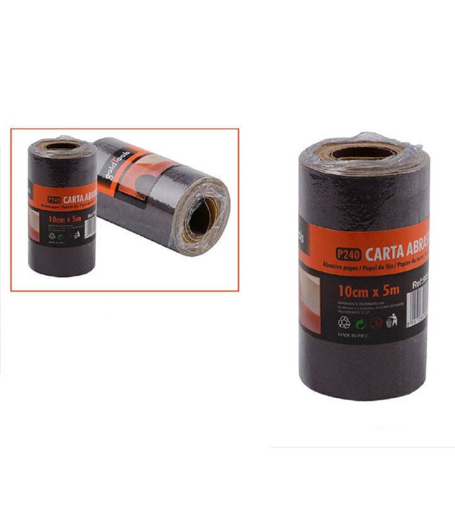 2 Rotoli Carta Vetrata Abrasiva 5 Metri Grana P240 Levigare Smussare