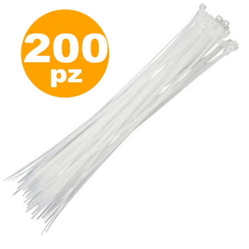 200 Fascette Fascetta Autostringenti 2.5×100 Auto Stringenti Bianco Trasparente