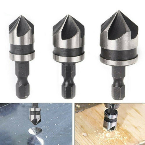 3 Pz Punta Trapano Flauto Svasatore Fresa Hss 12 16 19mm Legno Metallo Plastica