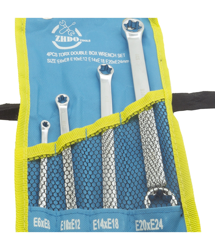 4 Chiavi Doppia Testa Torx Femmina E6xe8 - E10xe12 - E14xe18 - E20xe24 - immagine 2