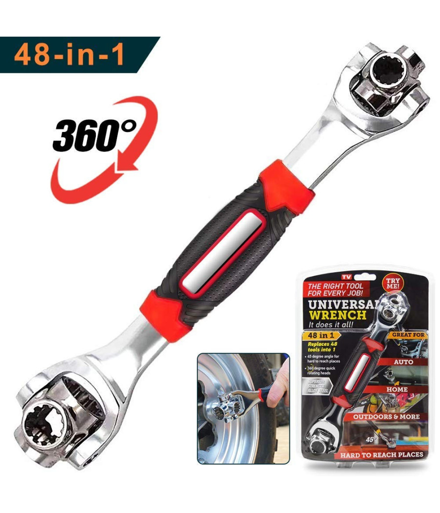 48 In 1 Chiave Multifunzione Universale Cricchetto Angolo Fino A 45° Ruota 360 - immagine 2