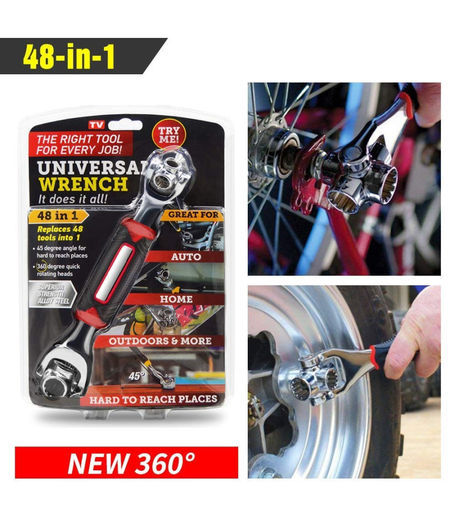 48 In 1 Chiave Multifunzione Universale Cricchetto Angolo Fino A 45° Ruota 360 - immagine 3