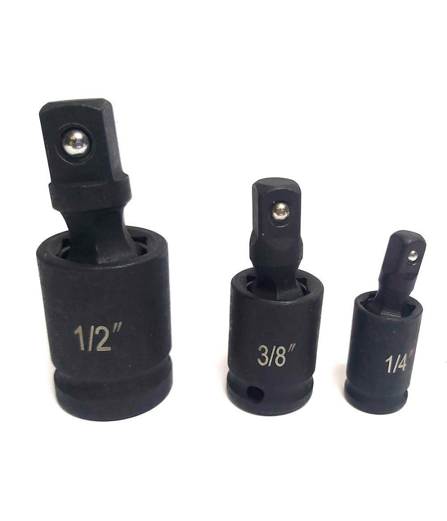 Adattatore Chiave Bussola Cricchetto Set 3pz Riduttori 1/2 1/4 3/8 Snodo Sferico - immagine 2