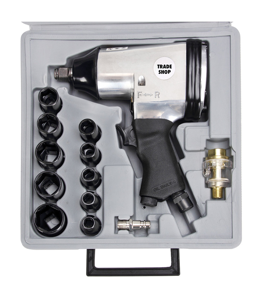 Avvitatore Pneumatico Ad Aria 1/2 Con Valigia E Bussole Pistola Svita Bulloni - immagine 3