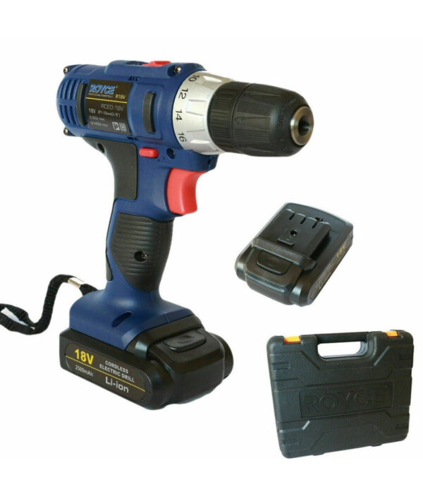 Avvitatore Trapano A Batteria 18v 2 Batterie Litio Ricaricabile In Valigetta