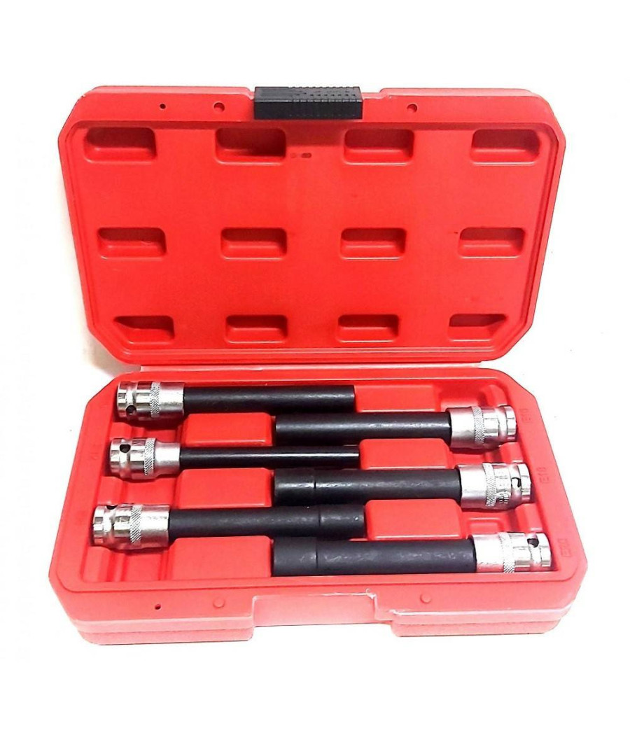 Bussola Chiavi Torx Femmina Set Lunghi E10-e20 Testa Cilindro Attacco 1/2 Quadro - immagine 2