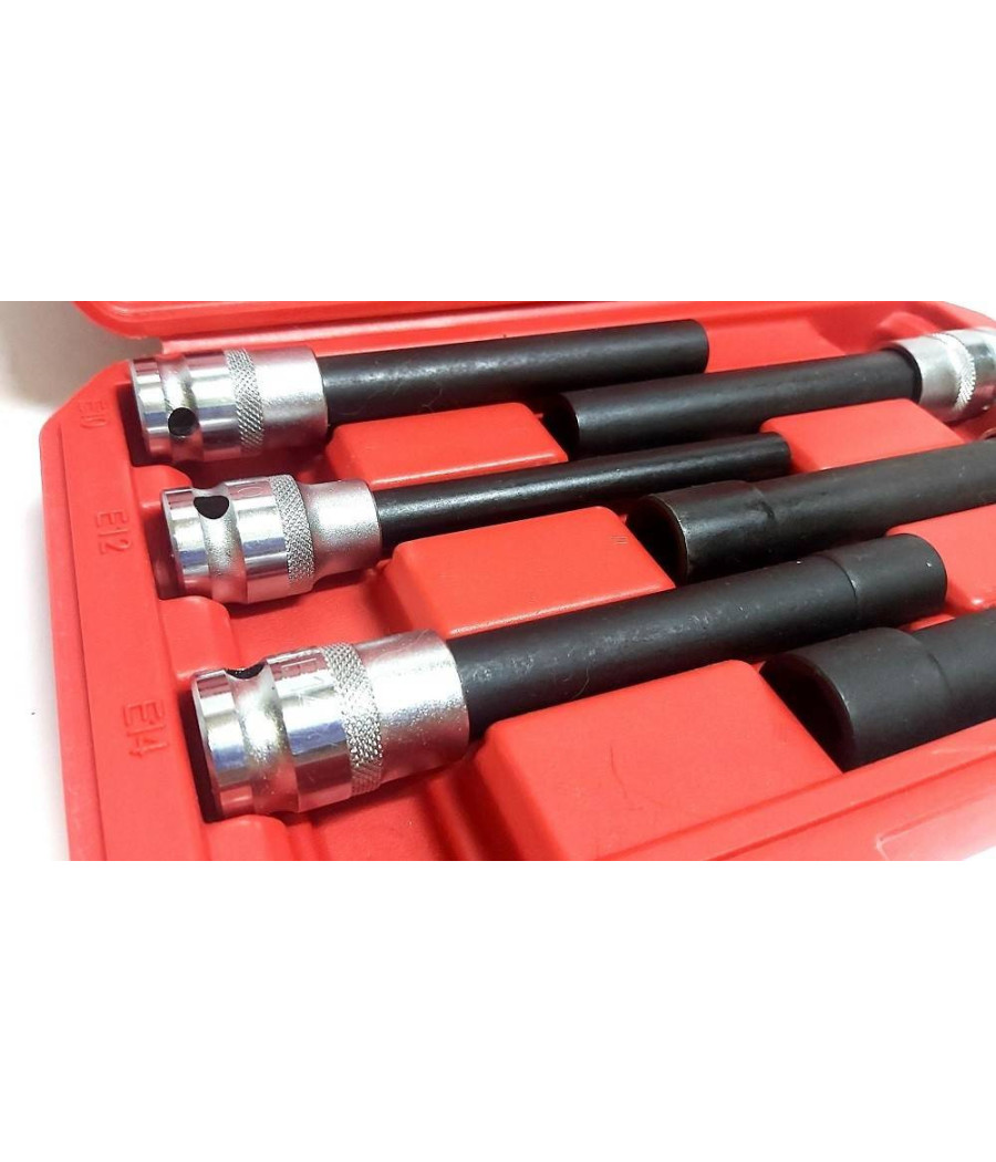 Bussola Chiavi Torx Femmina Set Lunghi E10-e20 Testa Cilindro Attacco 1/2 Quadro - immagine 3