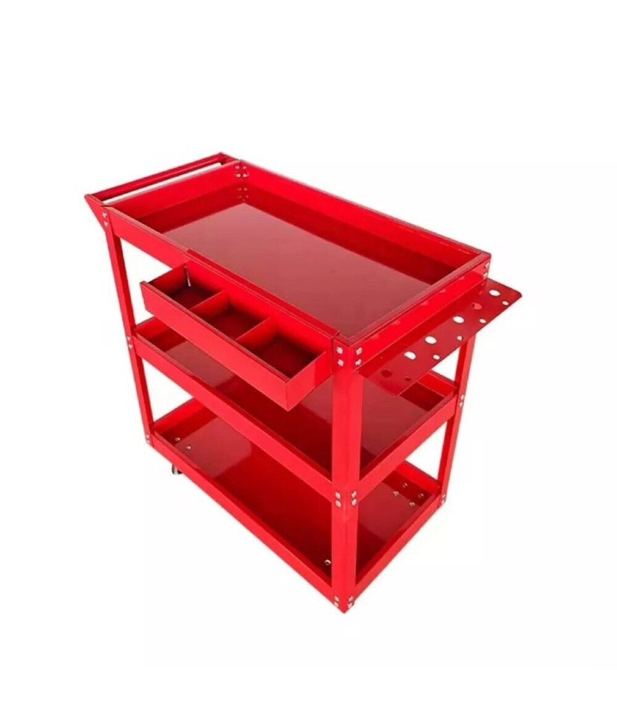 Carrello Per Attrezzi Da Officina Portautensili 3 Ripiani Con 4 Ruote 89824 - immagine 3