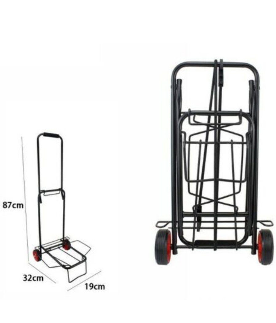 Carrello Portapacchi Alluminio Pieghevole Richiudibile Portata Max 50 Kg 2 Ruote