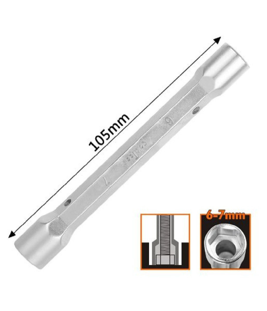 Chiave A Bussola Tubo Esagonale Da 105 Mm Doppie Bocche Esagonali 6-7 Mm 97547 - immagine 2