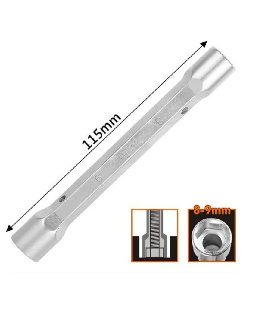 Chiave A Bussola Tubo Esagonale Da 115 Mm Doppie Bocche Esagonali 8-9 Mm 97548 - immagine 2