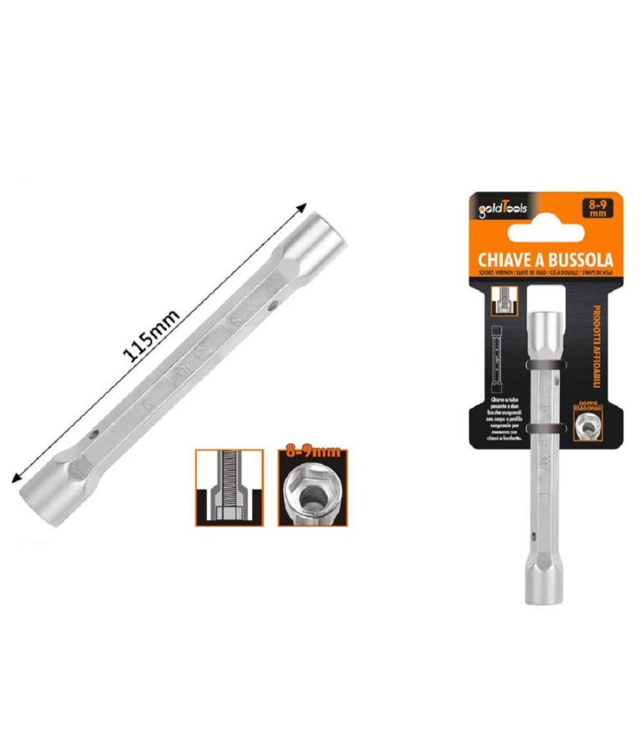 Chiave A Bussola Tubo Esagonale Da 115 Mm Doppie Bocche Esagonali 8-9 Mm 97548