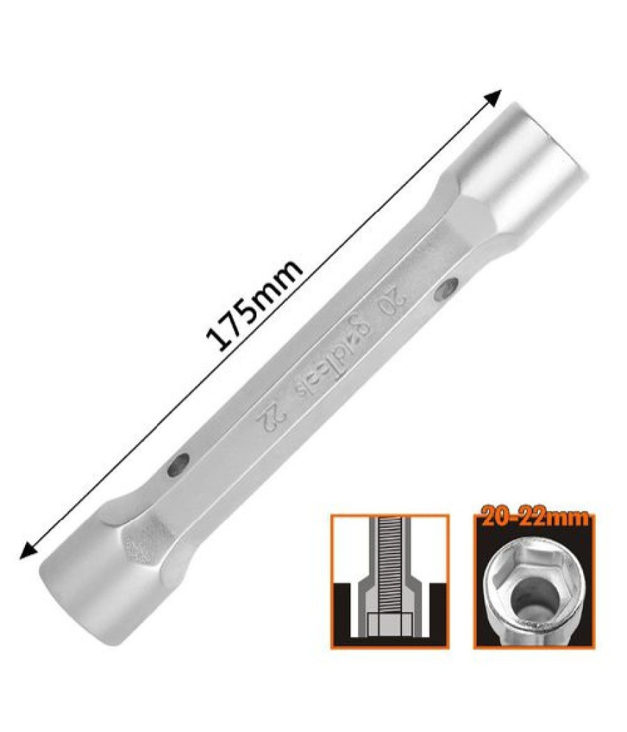 Chiave A Bussola Tubo Esagonale Da 175 Mm Doppie Bocche Esagonali 20-22 Mm 97554 - immagine 2