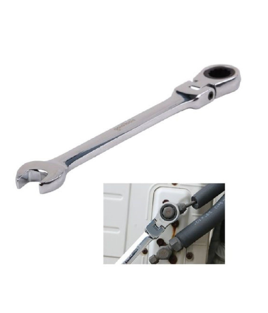 Chiave A Cricchetto Combinata 15mm Testa Pieghevole Cromo Vanadio Utensile 91736 - immagine 2