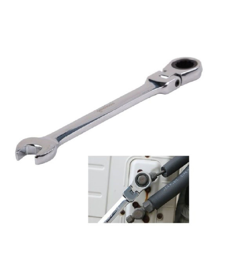 Chiave A Cricchetto Combinata 8 Mm Testa Pieghevole Cromo Vanadio Utensile 91730 - immagine 2