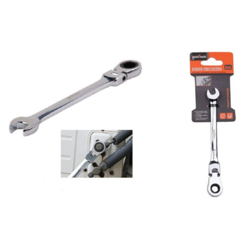 Chiave A Cricchetto Combinata 8 Mm Testa Pieghevole Cromo Vanadio Utensile 91730