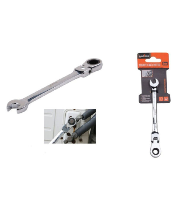 Chiave A Cricchetto Combinata 8 Mm Testa Pieghevole Cromo Vanadio Utensile 91730
