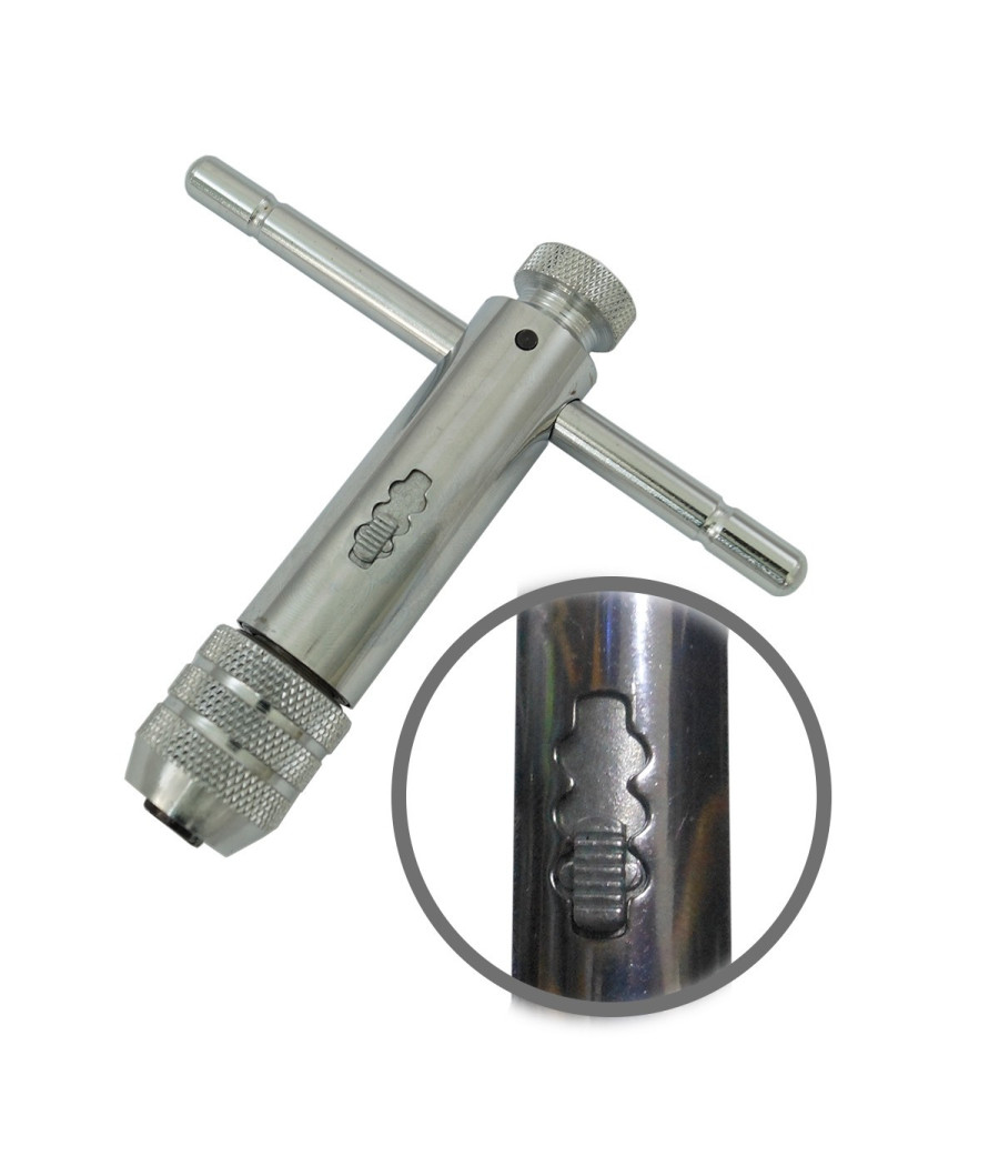 Chiave A T Giramaschio A Cricchetto Reversibile Manico Filiere M5 M3 100mm 120mm - immagine 3