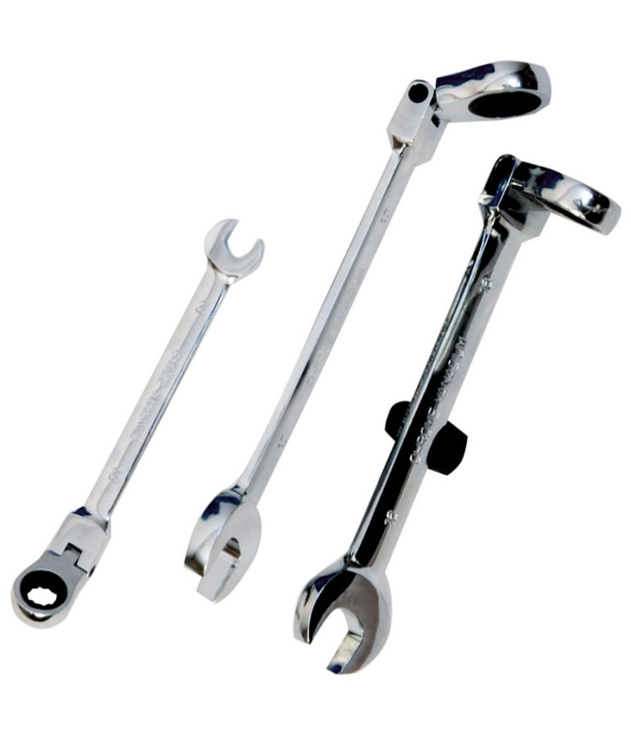 Chiave Combinate A Cricchetto Chrome Vanadium Con Testa Snodabile Misura Mm