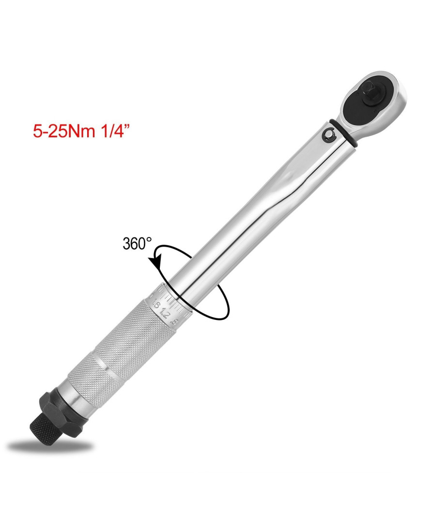 Chiave Dinamometrica Cricchetto 1/4'' 5-25 Nm Serraggio Reversibile 270mm - immagine 2