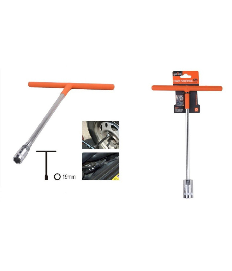 Chiave Poligonale Impugnatura Tipo A T Da 19 Mm Con Bussola Esagonale Cr-v 91615