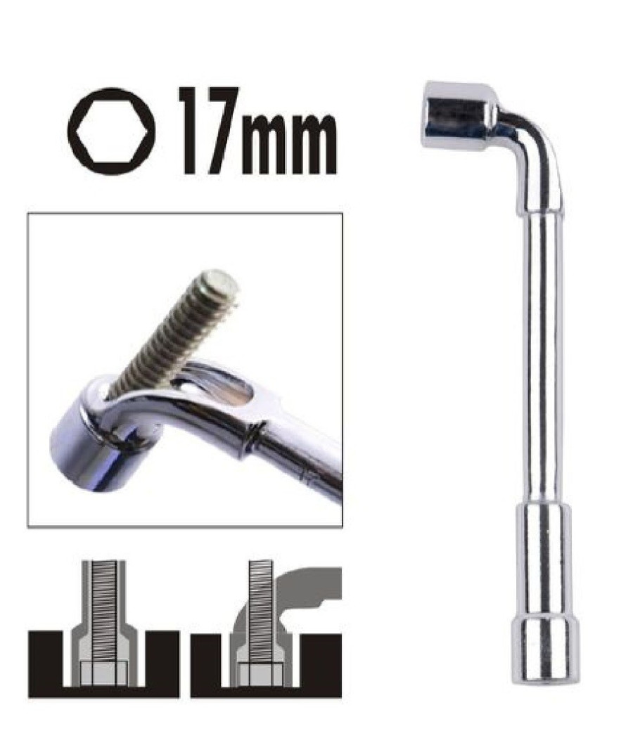 Chiave Tipo L Bussola 17mm Bocca Esagonale Cromo Vanadio Acciaio 91625 Ferramenta - immagine 2