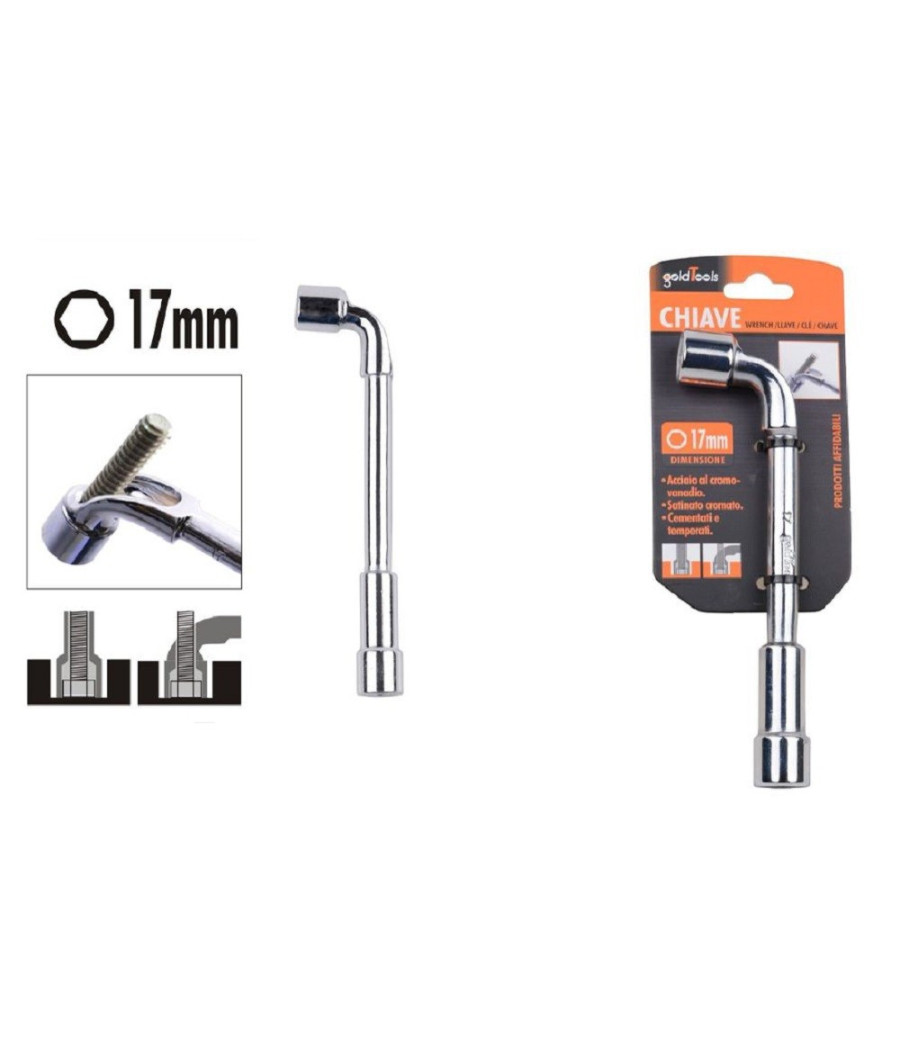 Chiave Tipo L Bussola 17mm Bocca Esagonale Cromo Vanadio Acciaio 91625 Ferramenta
