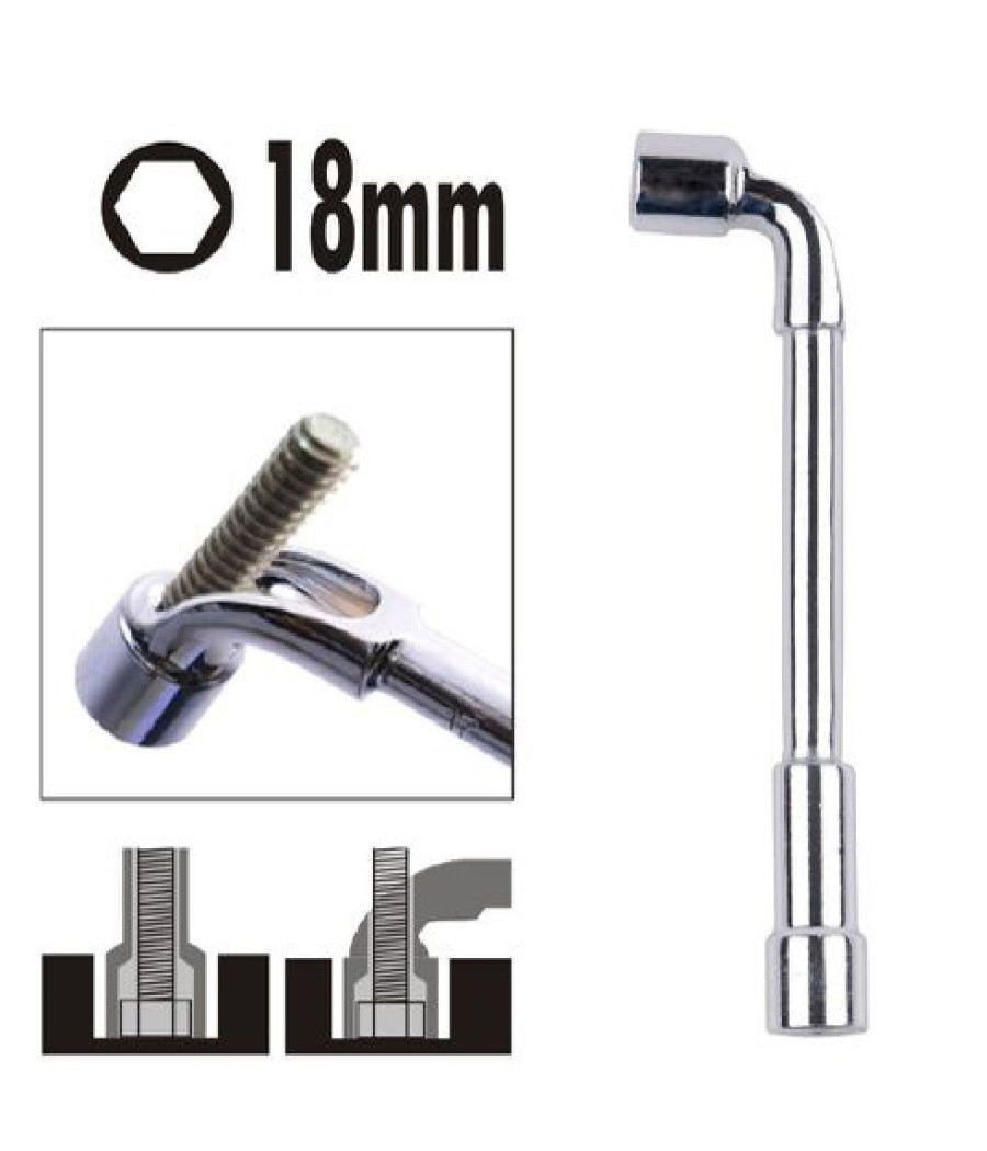 Chiave Tipo L Bussola 18mm Bocca Esagonale Cromo Vanadio Acciaio 91626 Ferramenta - immagine 2