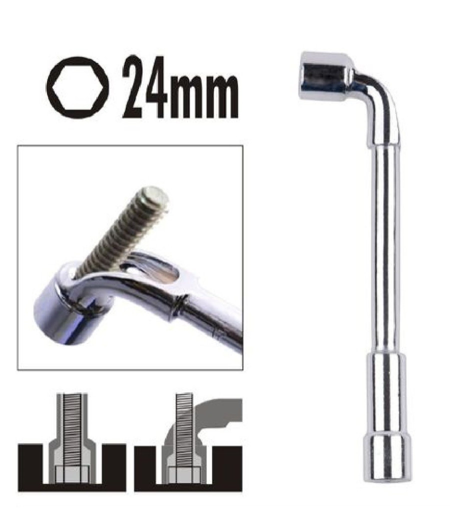 Chiave Tipo L Bussola 24mm Bocca Esagonale Cromo Vanadio Acciaio 91632 Ferramenta - immagine 2