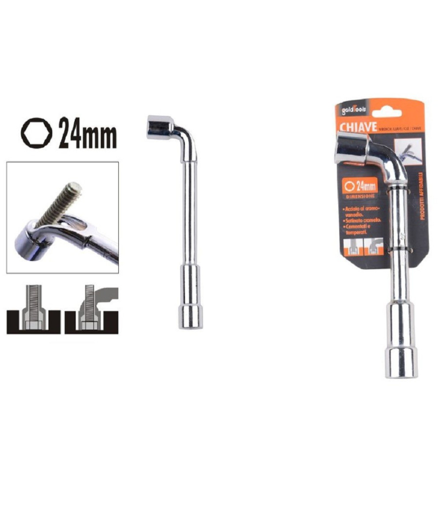 Chiave Tipo L Bussola 24mm Bocca Esagonale Cromo Vanadio Acciaio 91632 Ferramenta